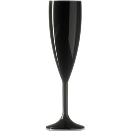 dieses schwarze 19-cl-Kunststoff-Sektglas ist zum Bedrucken geeignet